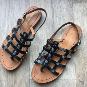 Sandales Tropeziennes 7.5 black spartiates gold rivet
